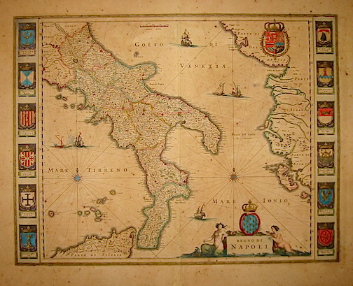 Blaeu Willem Janszoon (1571-1638) Regno di Napoli 1634 Amsterdam